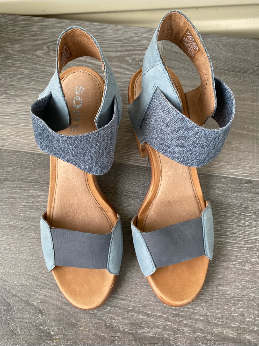 SOREL Nadia Blue Elastic Slingback Block Heel Sandals Women’s Size 10 - Picture 9 of 14